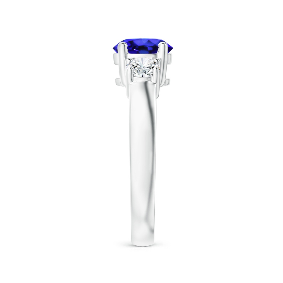 7mm AAA Classic Tanzanite and Diamond Three Stone Engagement Ring in P950 Platinum side-2