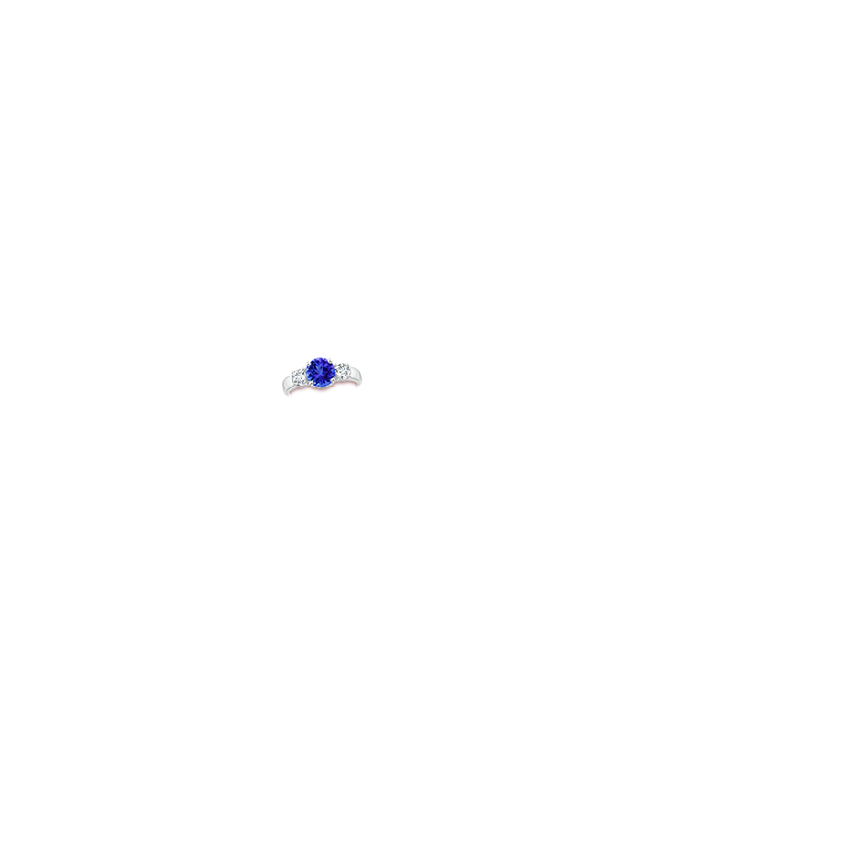 7mm AAA Classic Tanzanite and Diamond Three Stone Engagement Ring in P950 Platinum body-hand