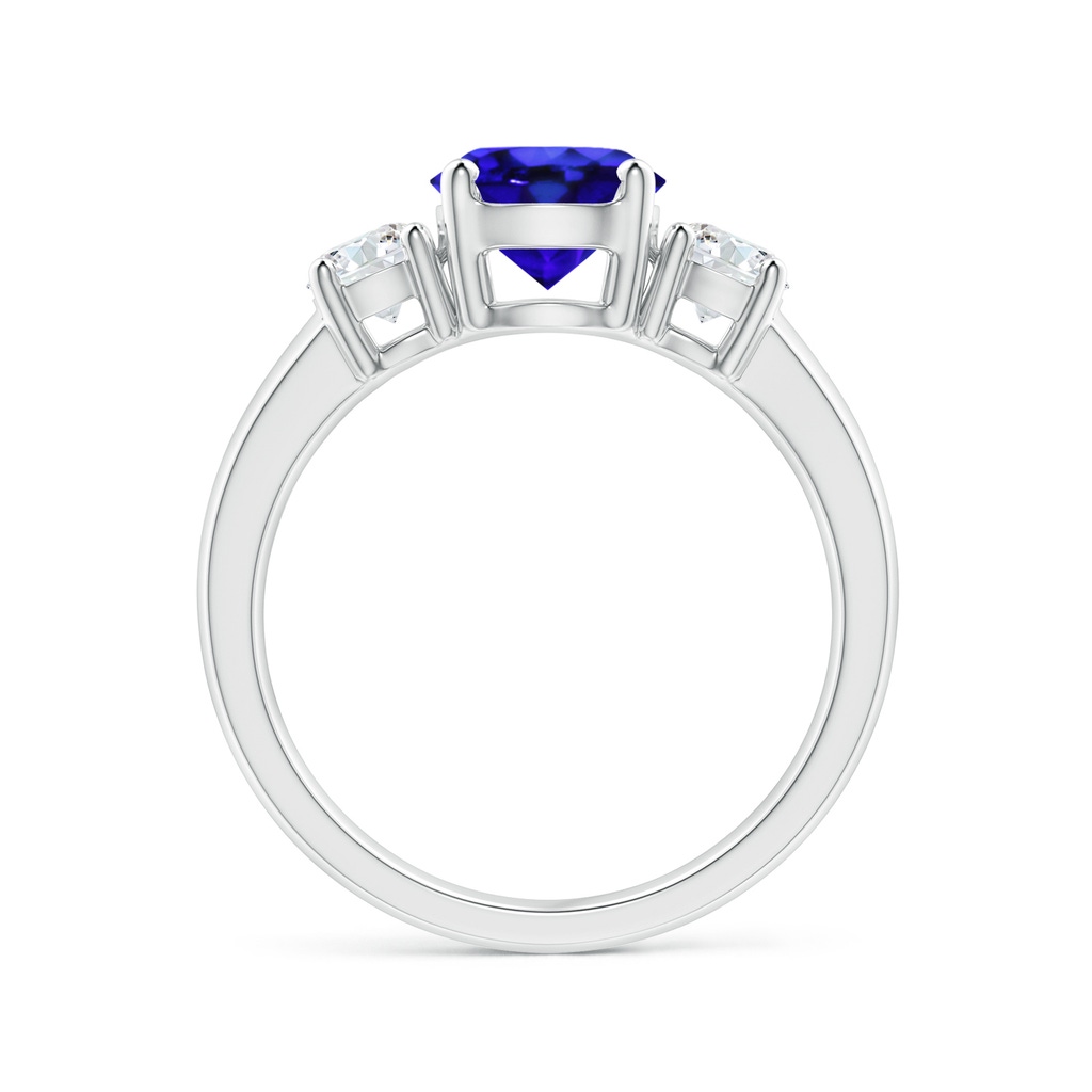 7mm AAA Classic Tanzanite and Diamond Three Stone Engagement Ring in White Gold Side-1