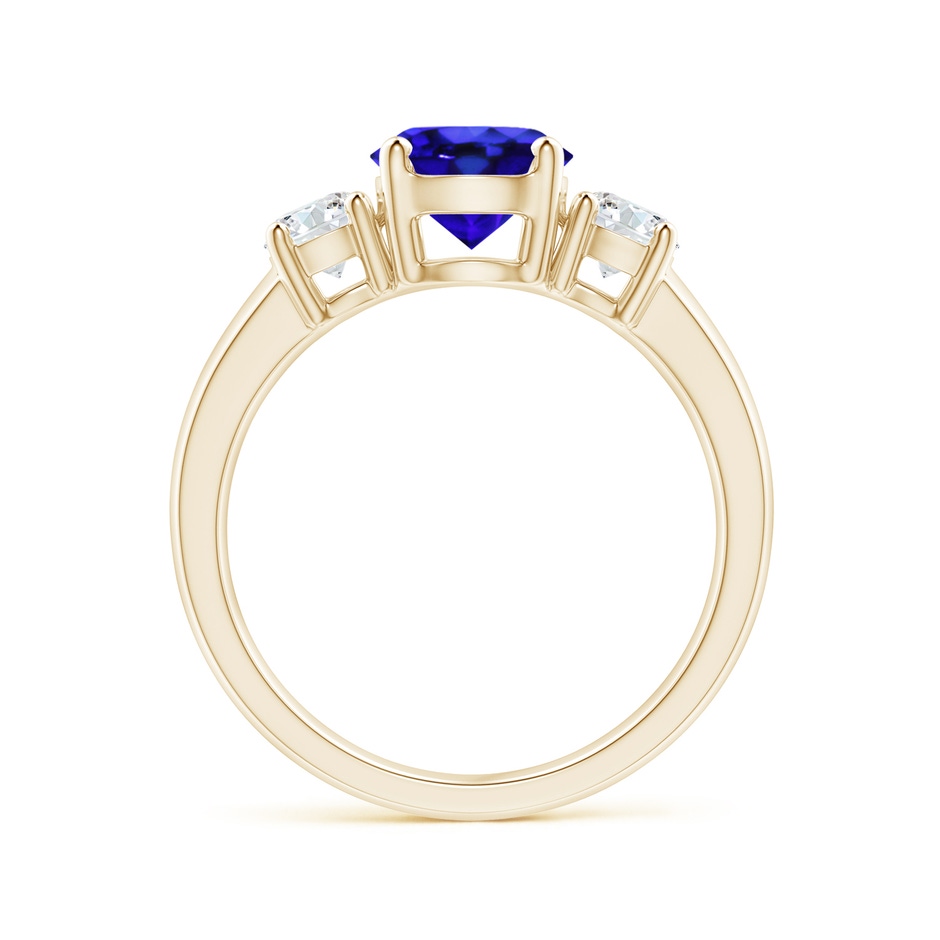 7mm AAA Classic Tanzanite and Diamond Three Stone Engagement Ring in Yellow Gold side-1