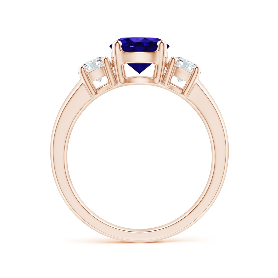 7mm AAAA Classic Tanzanite and Diamond Three Stone Engagement Ring in Rose Gold side-1