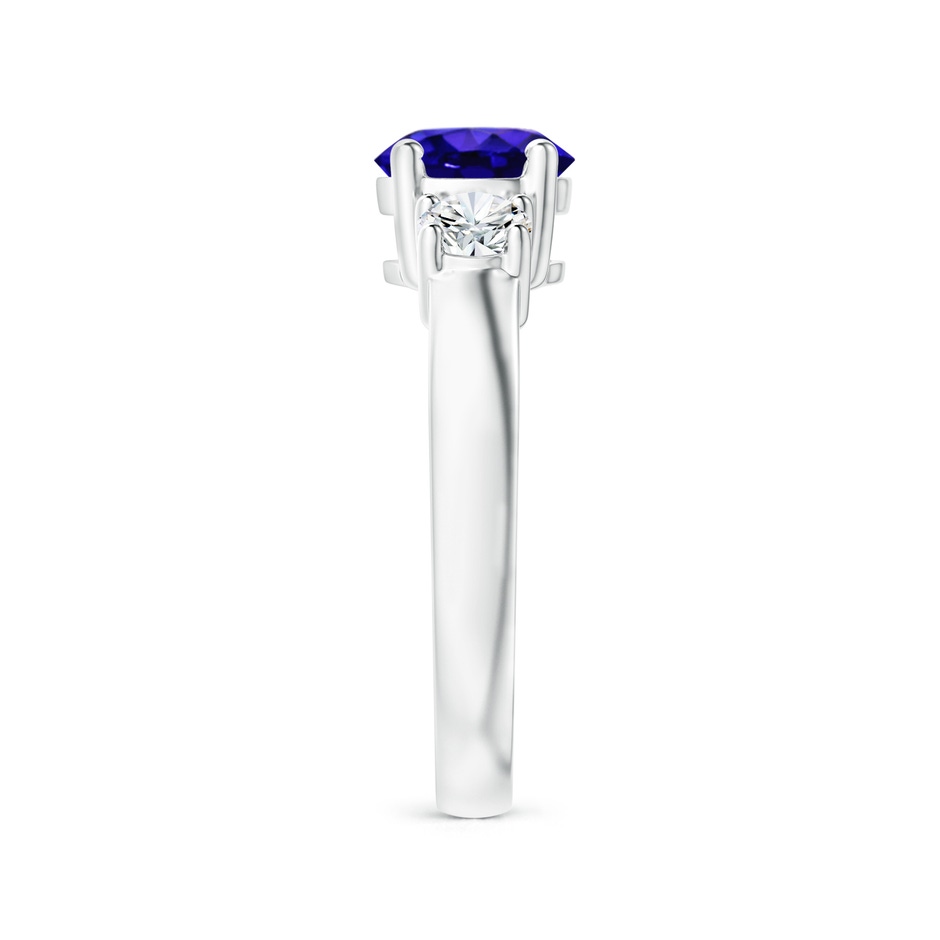 7mm AAAA Classic Tanzanite and Diamond Three Stone Engagement Ring in White Gold side-2