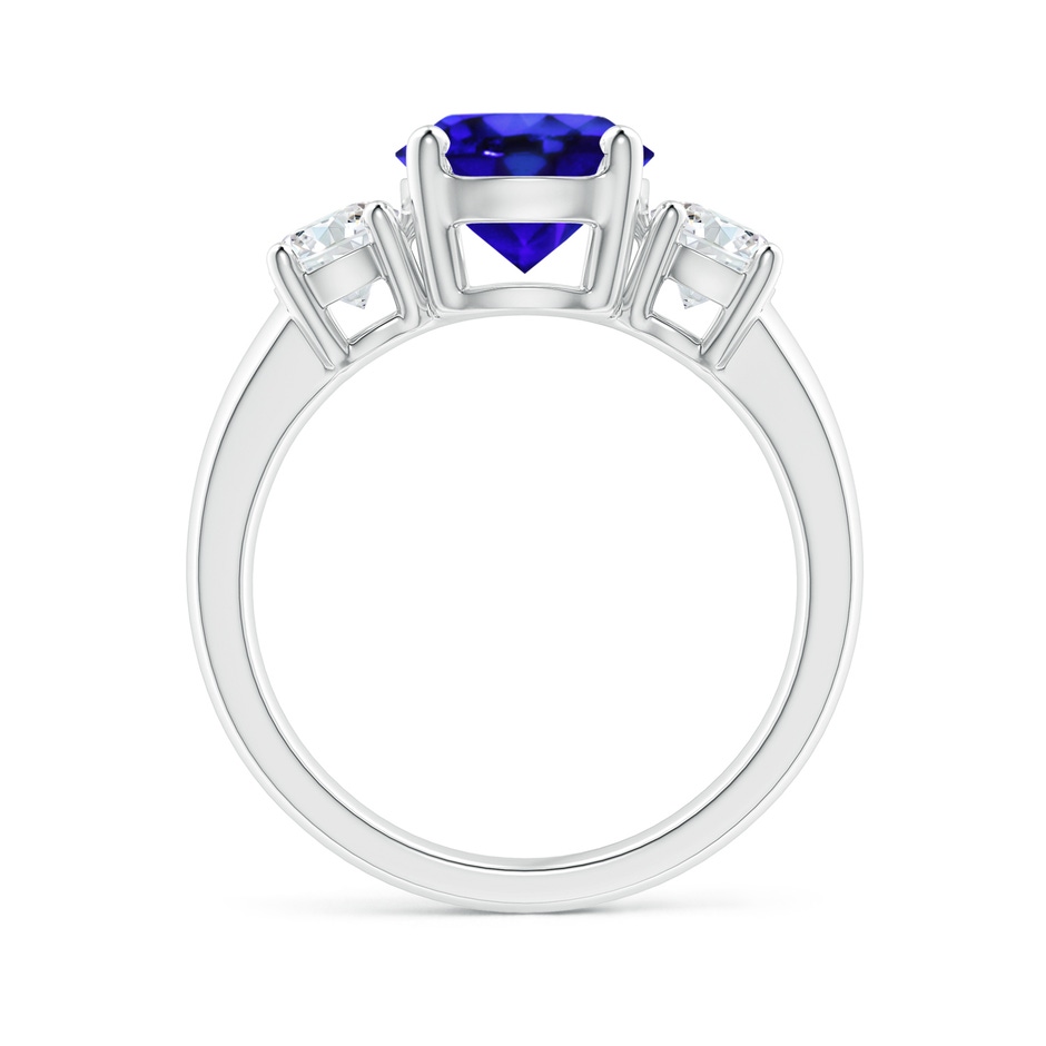 8mm AAA Classic Tanzanite and Diamond Three Stone Engagement Ring in White Gold side-1