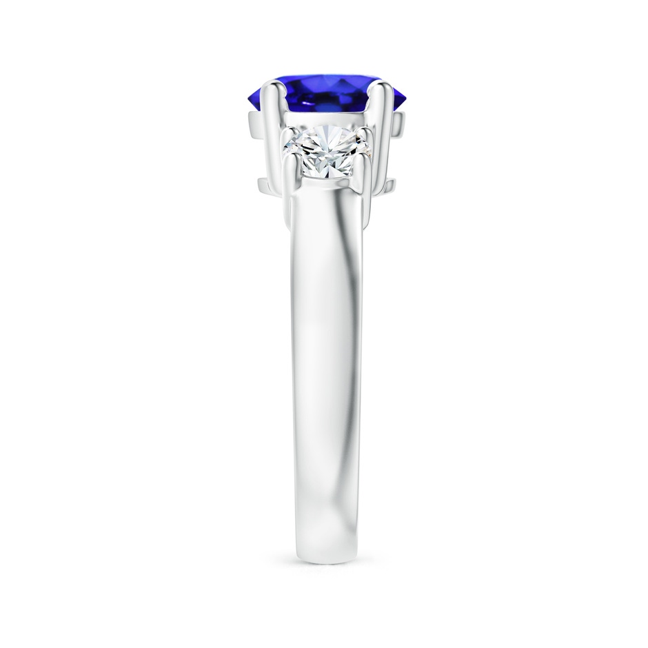 8mm AAA Classic Tanzanite and Diamond Three Stone Engagement Ring in White Gold side-2