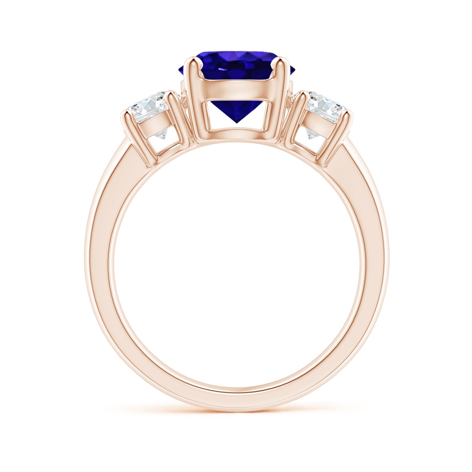 8mm AAAA Classic Tanzanite and Diamond Three Stone Engagement Ring in Rose Gold side-1