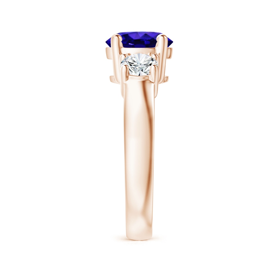 8mm AAAA Classic Tanzanite and Diamond Three Stone Engagement Ring in Rose Gold side-2