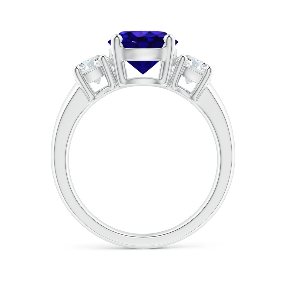 8mm AAAA Classic Tanzanite and Diamond Three Stone Engagement Ring in White Gold side-1