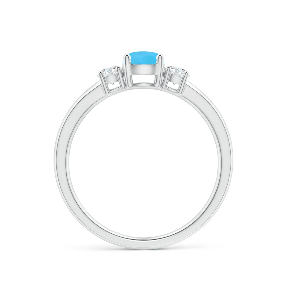 5mm AAA Classic Turquoise and Diamond Three Stone Engagement Ring in White Gold Side-1