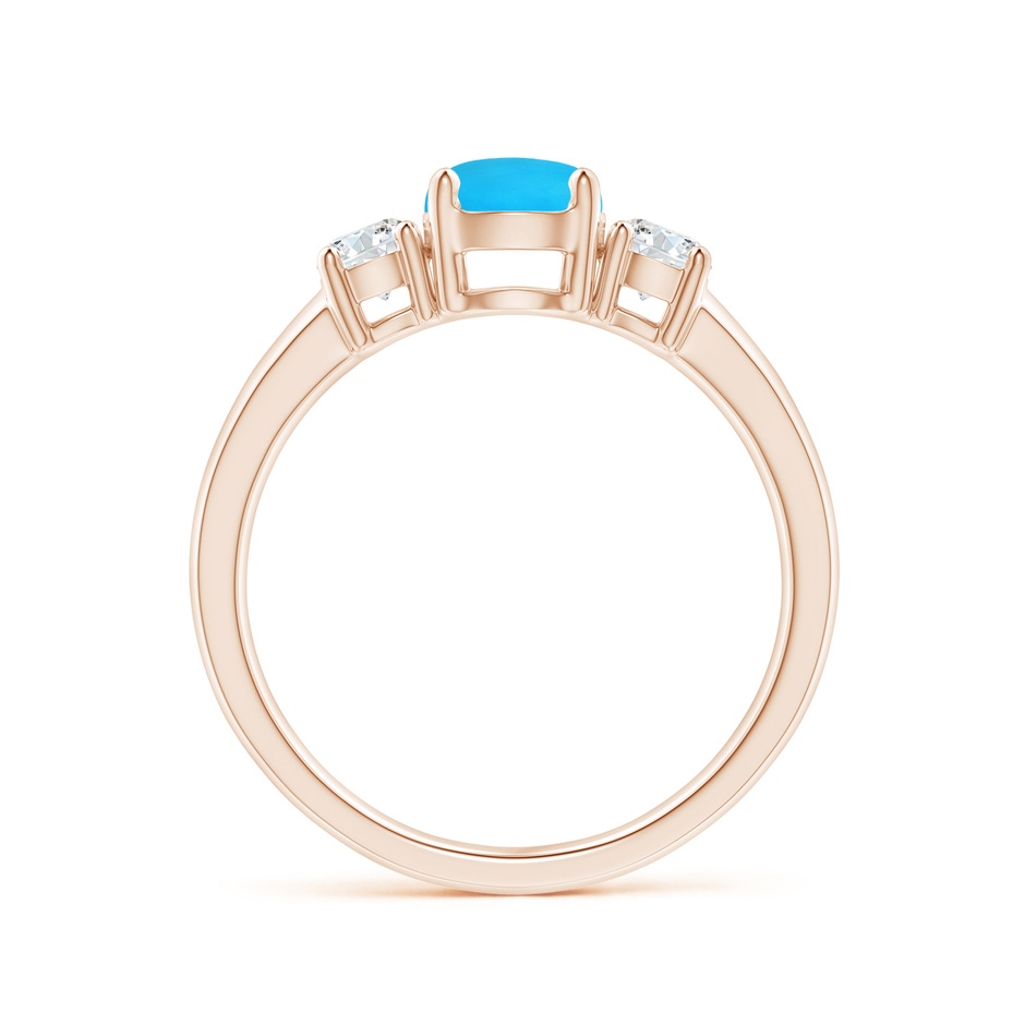 6mm AAAA Classic Turquoise and Diamond Three Stone Engagement Ring in Rose Gold Side-1