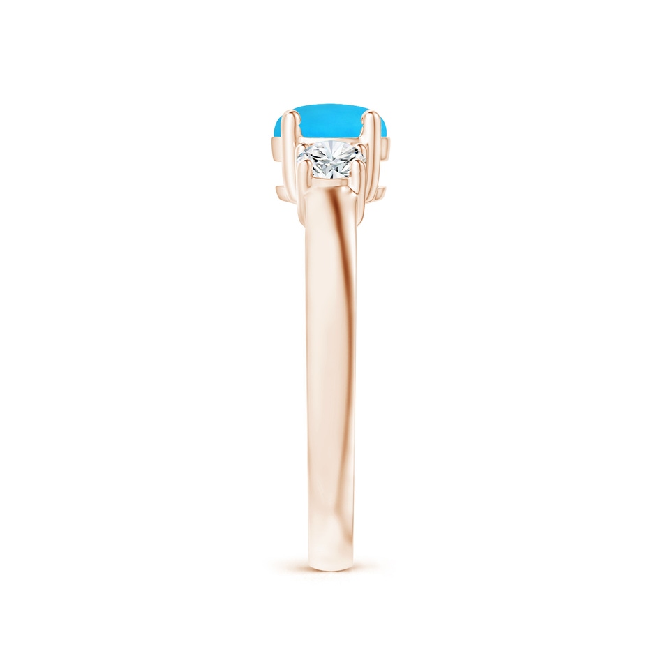 6mm AAAA Classic Turquoise and Diamond Three Stone Engagement Ring in Rose Gold Side-2