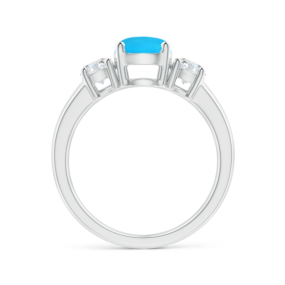 7mm AAAA Classic Turquoise and Diamond Three Stone Engagement Ring in White Gold Side-1