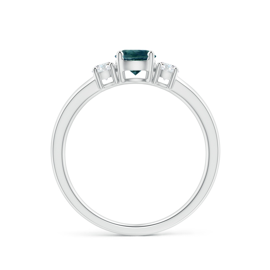 5mm AAA Classic Teal Montana Sapphire and Diamond Three Stone Ring in P950 Platinum side-1