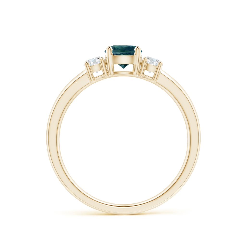 5mm AAA Classic Teal Montana Sapphire and Diamond Three Stone Ring in Yellow Gold - side_1