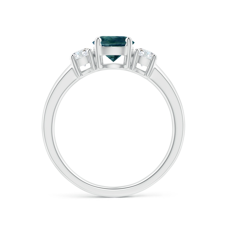 6mm AAA Classic Teal Montana Sapphire and Diamond Three Stone Ring in White Gold side-1