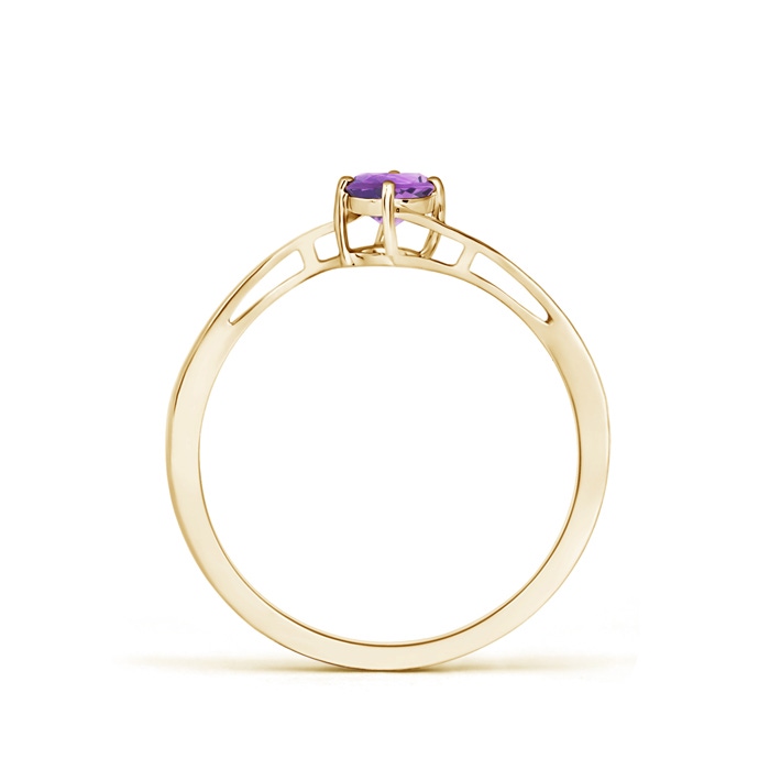 4mm A Classic Round Amethyst Solitaire Bypass Ring in Yellow Gold product image