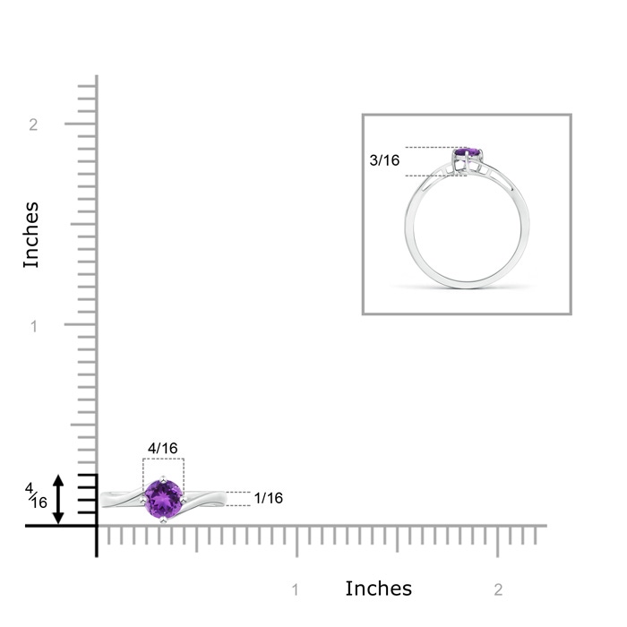 4mm AAA Classic Round Amethyst Solitaire Bypass Ring in P950 Platinum product image