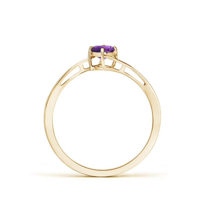 4mm AAA Classic Round Amethyst Solitaire Bypass Ring in Yellow Gold product image