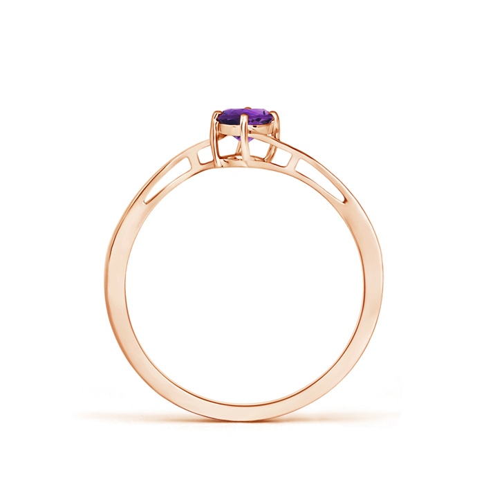 4mm AAAA Classic Round Amethyst Solitaire Bypass Ring in Rose Gold product image