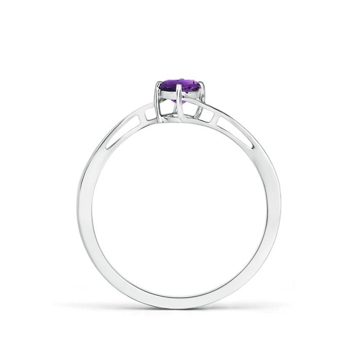 4mm AAAA Classic Round Amethyst Solitaire Bypass Ring in White Gold product image