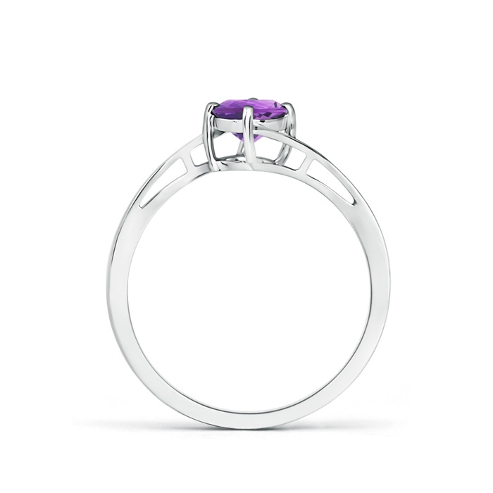 5mm AA Classic Round Amethyst Solitaire Bypass Ring in White Gold product image
