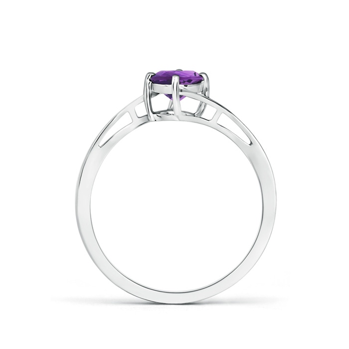 5mm AAA Classic Round Amethyst Solitaire Bypass Ring in White Gold product image