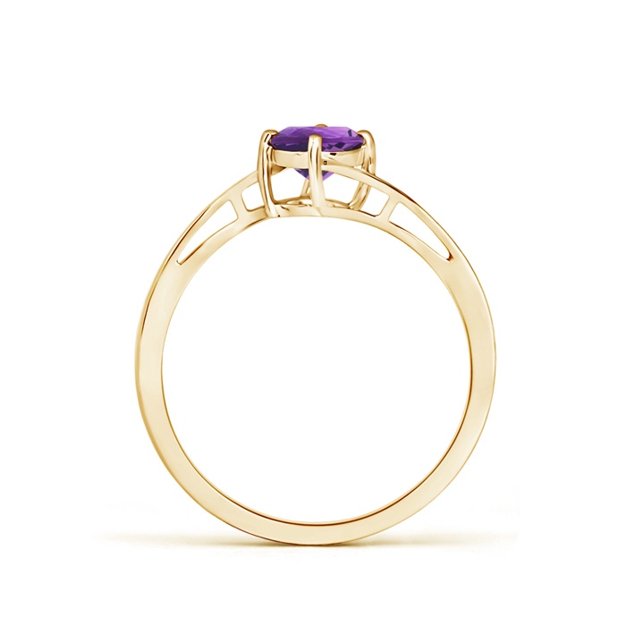 5mm AAA Classic Round Amethyst Solitaire Bypass Ring in Yellow Gold product image