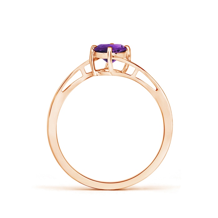 5mm AAAA Classic Round Amethyst Solitaire Bypass Ring in Rose Gold product image
