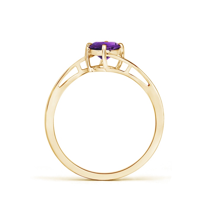 5mm AAAA Classic Round Amethyst Solitaire Bypass Ring in Yellow Gold product image