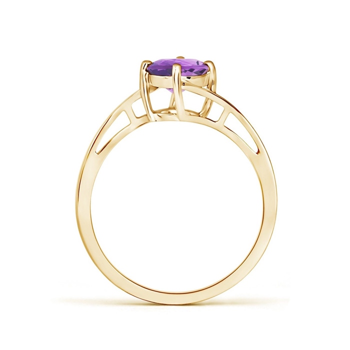 6mm A Classic Round Amethyst Solitaire Bypass Ring in Yellow Gold product image