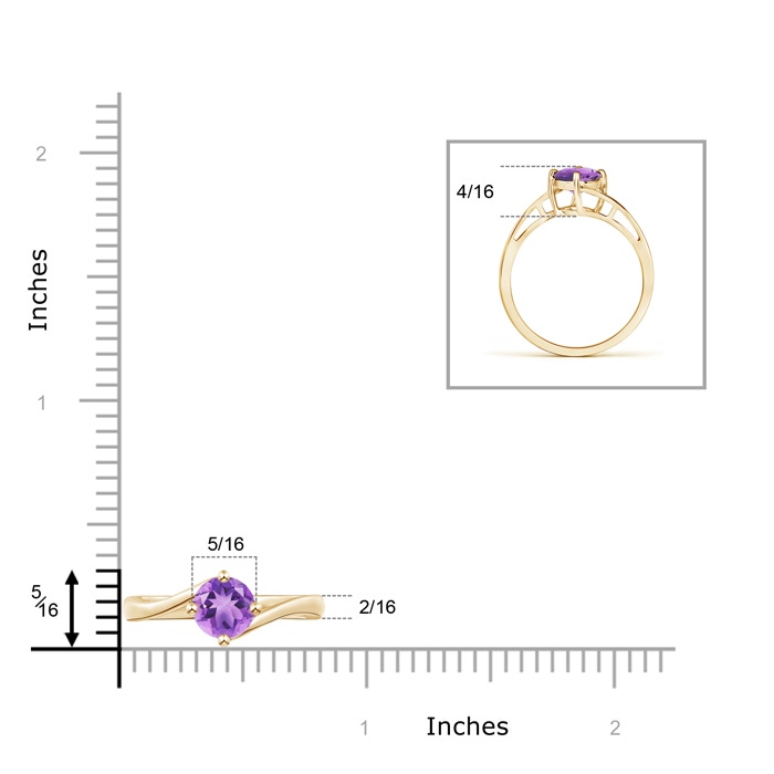 6mm A Classic Round Amethyst Solitaire Bypass Ring in Yellow Gold product image
