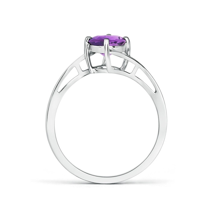 6mm AA Classic Round Amethyst Solitaire Bypass Ring in White Gold product image