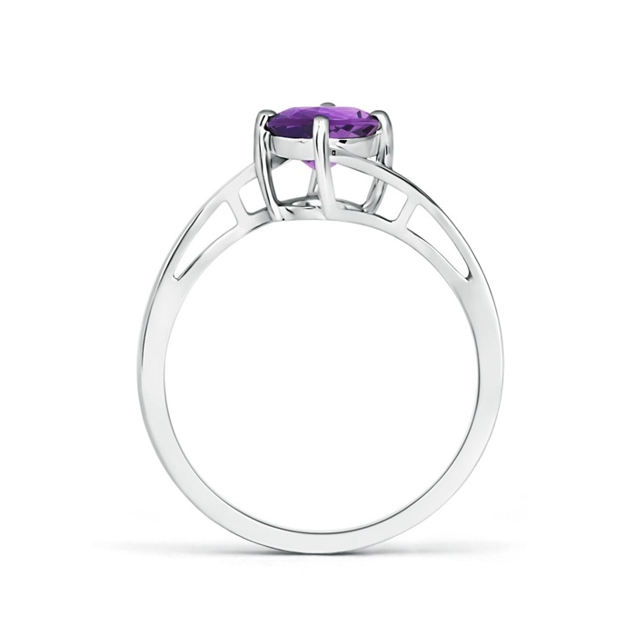 6mm AAA Classic Round Amethyst Solitaire Bypass Ring in White Gold product image