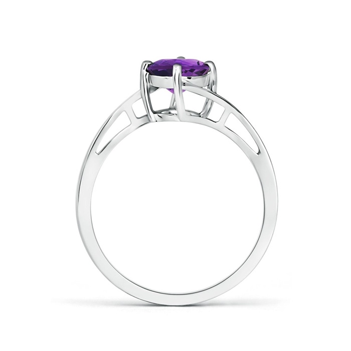 6mm AAAA Classic Round Amethyst Solitaire Bypass Ring in White Gold product image