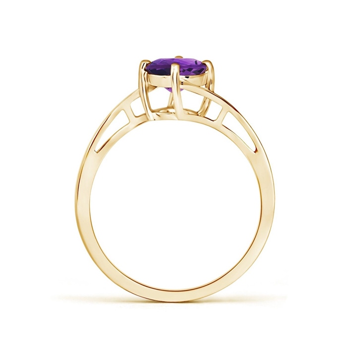 6mm AAAA Classic Round Amethyst Solitaire Bypass Ring in Yellow Gold product image