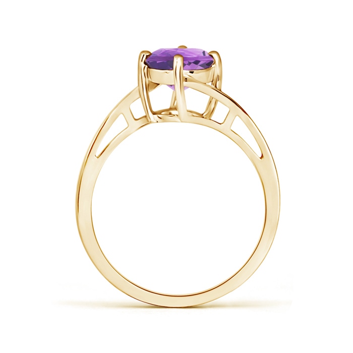 7mm A Classic Round Amethyst Solitaire Bypass Ring in Yellow Gold product image