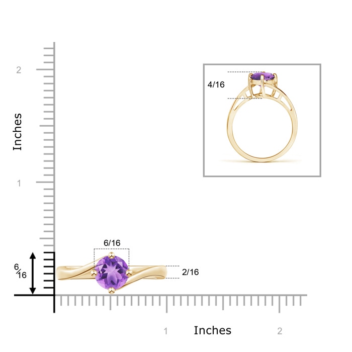 7mm A Classic Round Amethyst Solitaire Bypass Ring in Yellow Gold product image