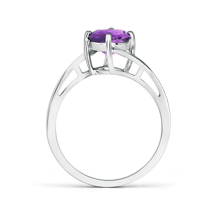 7mm AA Classic Round Amethyst Solitaire Bypass Ring in White Gold product image