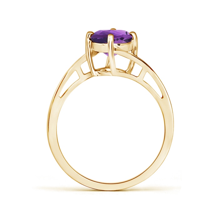 7mm AAA Classic Round Amethyst Solitaire Bypass Ring in Yellow Gold product image