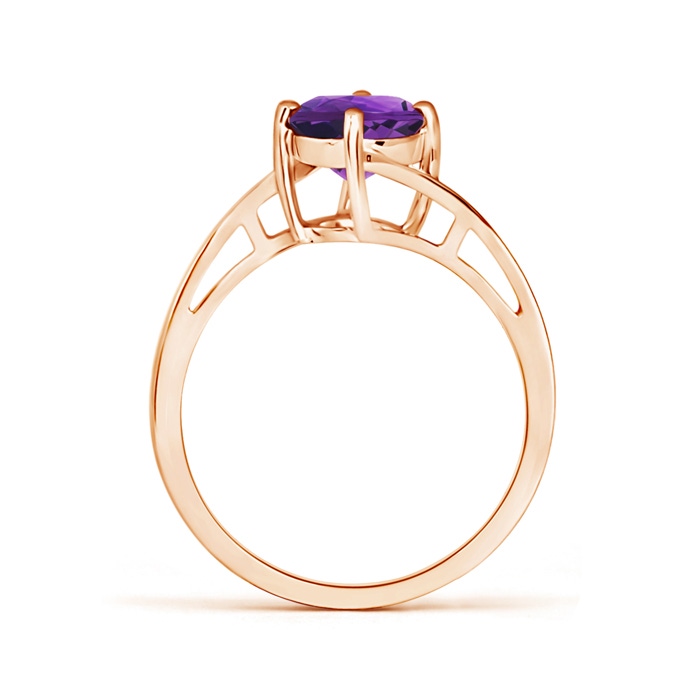 7mm AAAA Classic Round Amethyst Solitaire Bypass Ring in Rose Gold product image