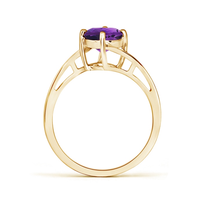 7mm AAAA Classic Round Amethyst Solitaire Bypass Ring in Yellow Gold product image