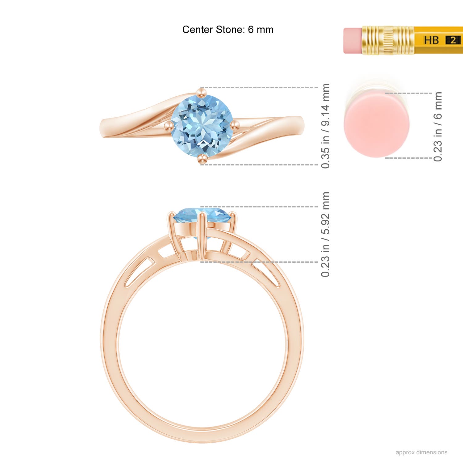 AAAA - Aquamarine / 0.72 CT / 14 KT Rose Gold