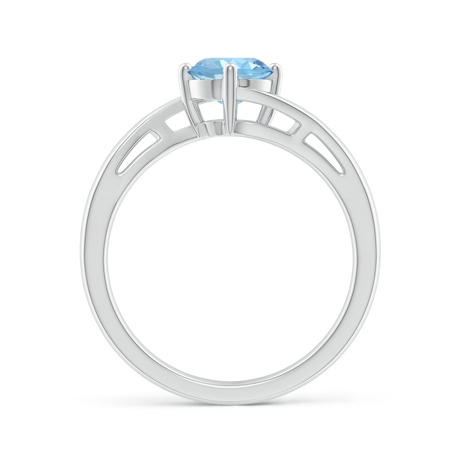 6mm AAAA Classic Round Aquamarine Solitaire Bypass Ring in White Gold side-1