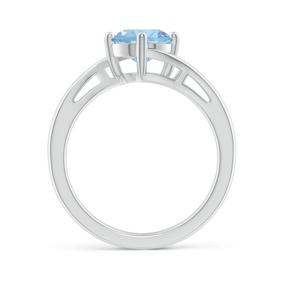 7mm AAA Classic Round Aquamarine Solitaire Bypass Ring in White Gold side-1