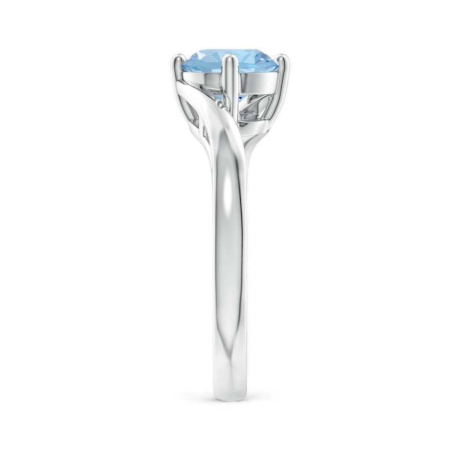 7mm AAA Classic Round Aquamarine Solitaire Bypass Ring in White Gold side-2