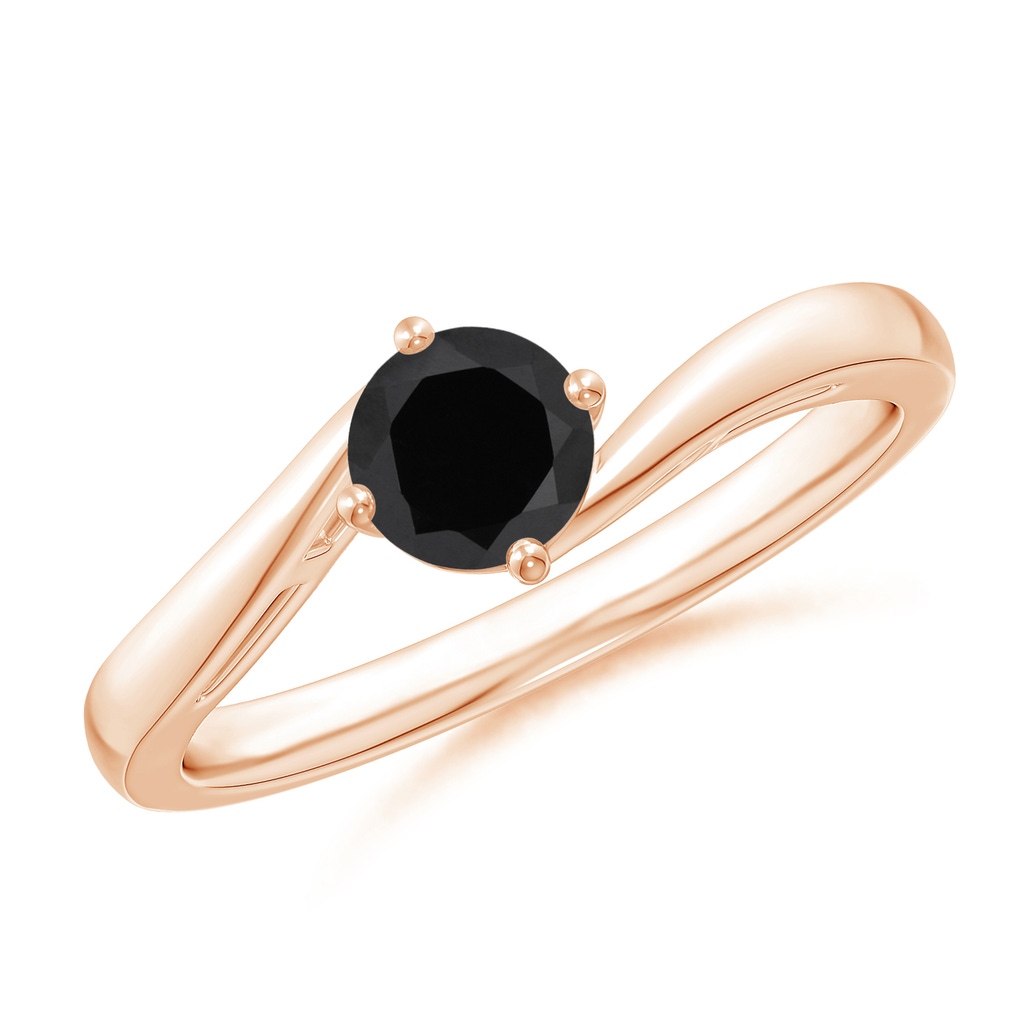 5mm AAA Classic Round Black Onyx Solitaire Bypass Ring in Rose Gold
