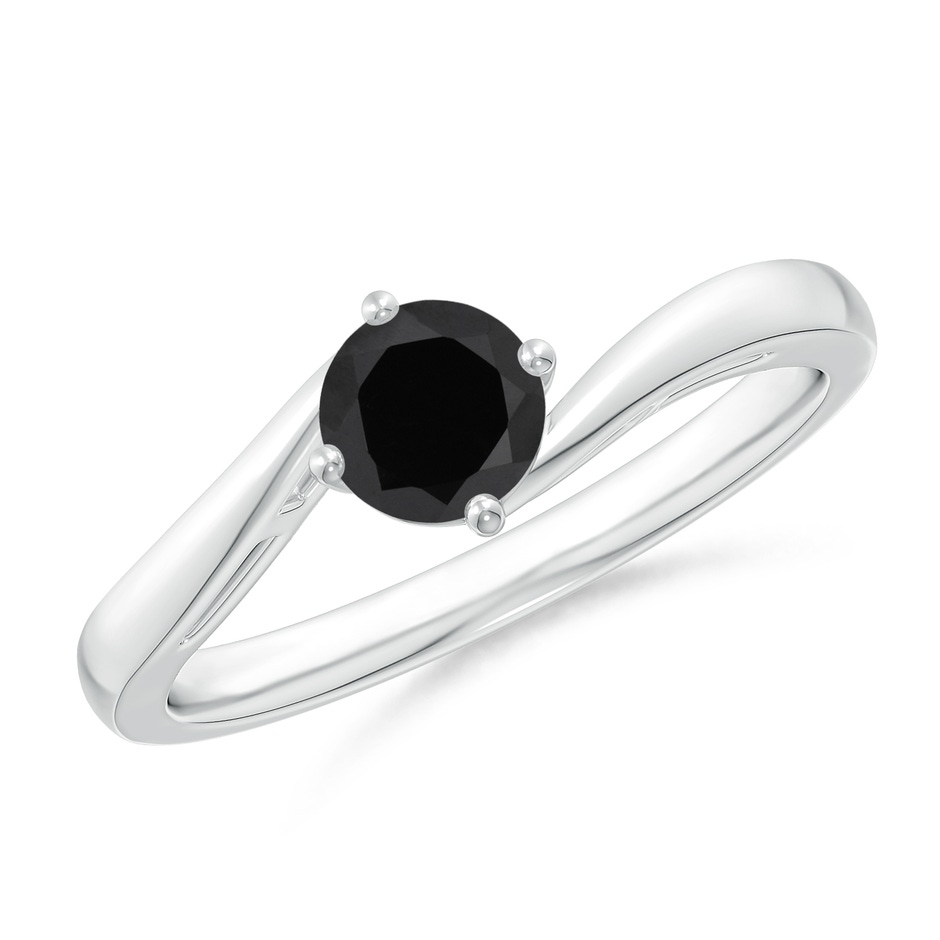 5mm AAA Classic Round Black Onyx Solitaire Bypass Ring in White Gold 