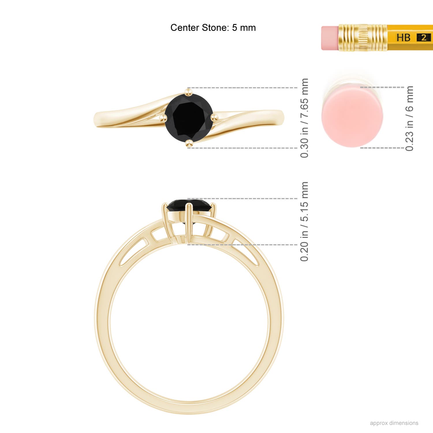 AAA - Black Onyx / 0.35 CT / 14 KT Yellow Gold