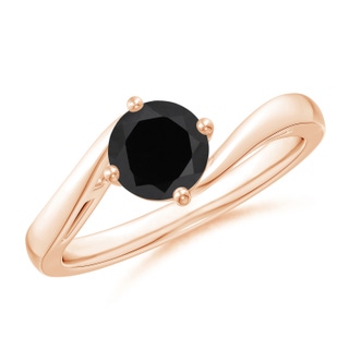 6mm AAA Classic Round Black Onyx Solitaire Bypass Ring in Rose Gold
