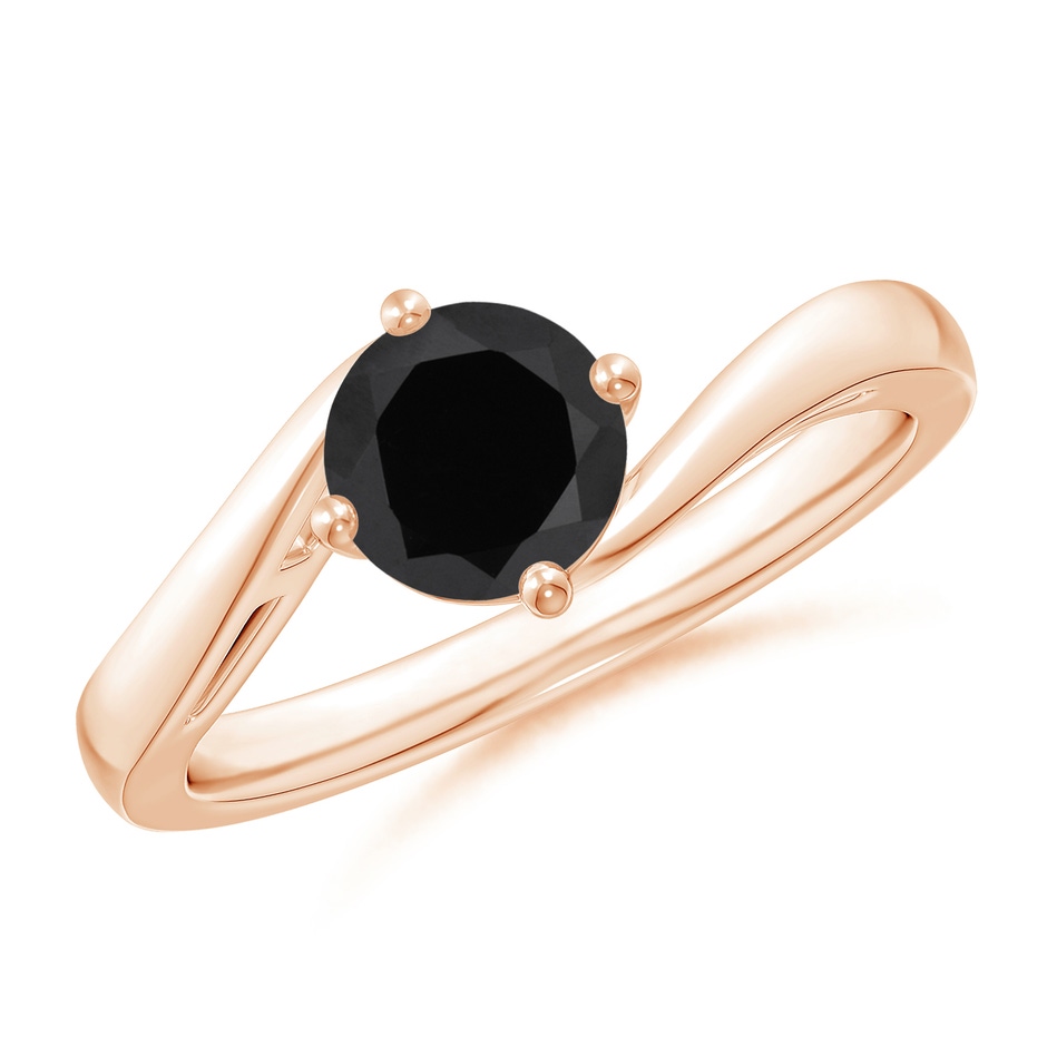 6mm AAA Classic Round Black Onyx Solitaire Bypass Ring in Rose Gold 
