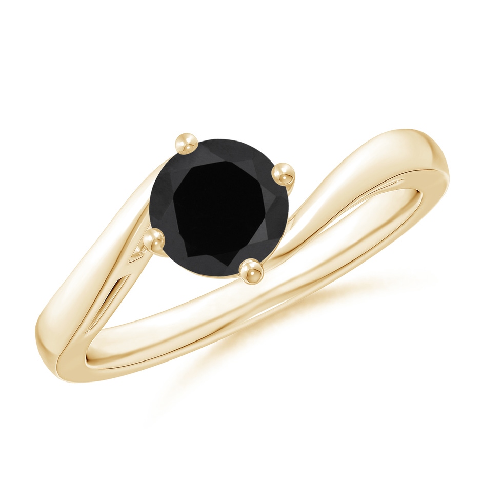 6mm AAA Classic Round Black Onyx Solitaire Bypass Ring in Yellow Gold 